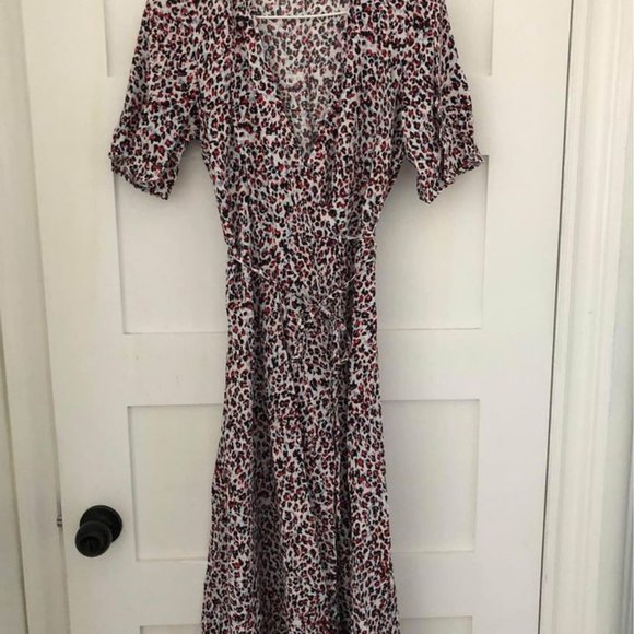 NewLook Size Small Wrap Dress, White Leopard - Picture 4 of 5